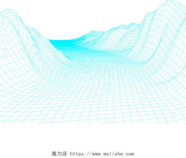 蓝色网格科技感抽象地面线条波浪矢量元素